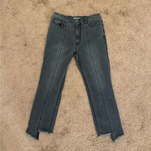 EUC Joie Front Seam Uneven Hem Grey Stretch Denim